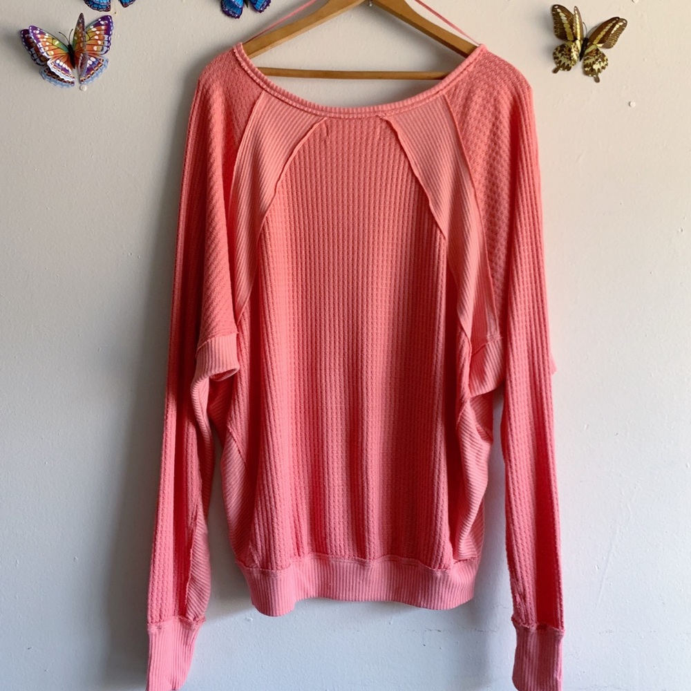 Free People Pink Oversized Top Long Sleeve Small - Picture 6 of 8
